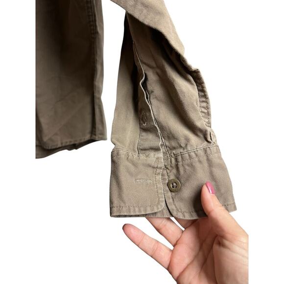 Lauren Ralph Lauren Vintage Button Up Shirt Women's Large Khaki Cotton - Picture 6 of 7